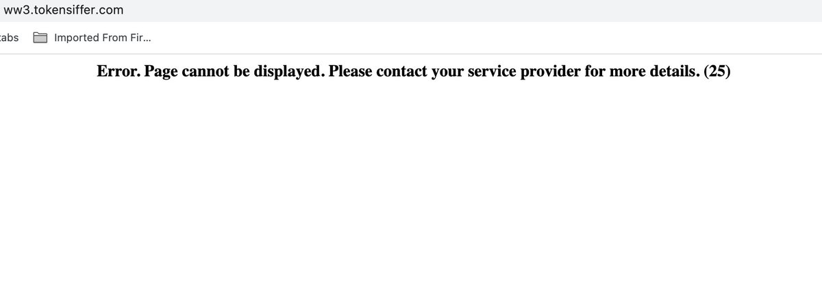 tokenluve1's tweet photo. Keep getting the same error message while attempting accessing the official TokenSniffer page. Please let us know what's the issue. (Screenshot attached). Thanks a lot! https://t.co/Hf0Eh11c5S
