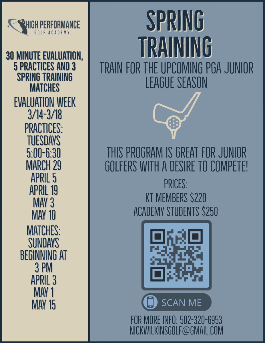 Get ready for #pgajuniorleague with spring training!