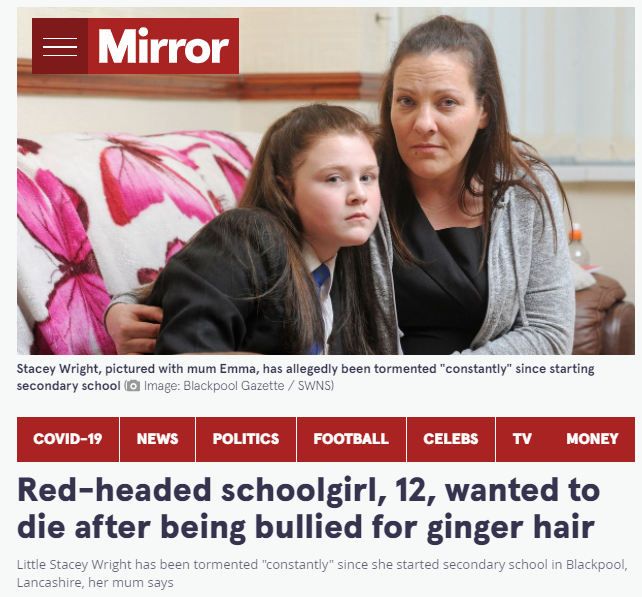 red_beacon's tweet photo. My new book detailing documented ginger hate is coming along. This is a hint of what to expect:
#endhate #gingerpride #redhead #redhair https://t.co/Ig1QKzb6Ox