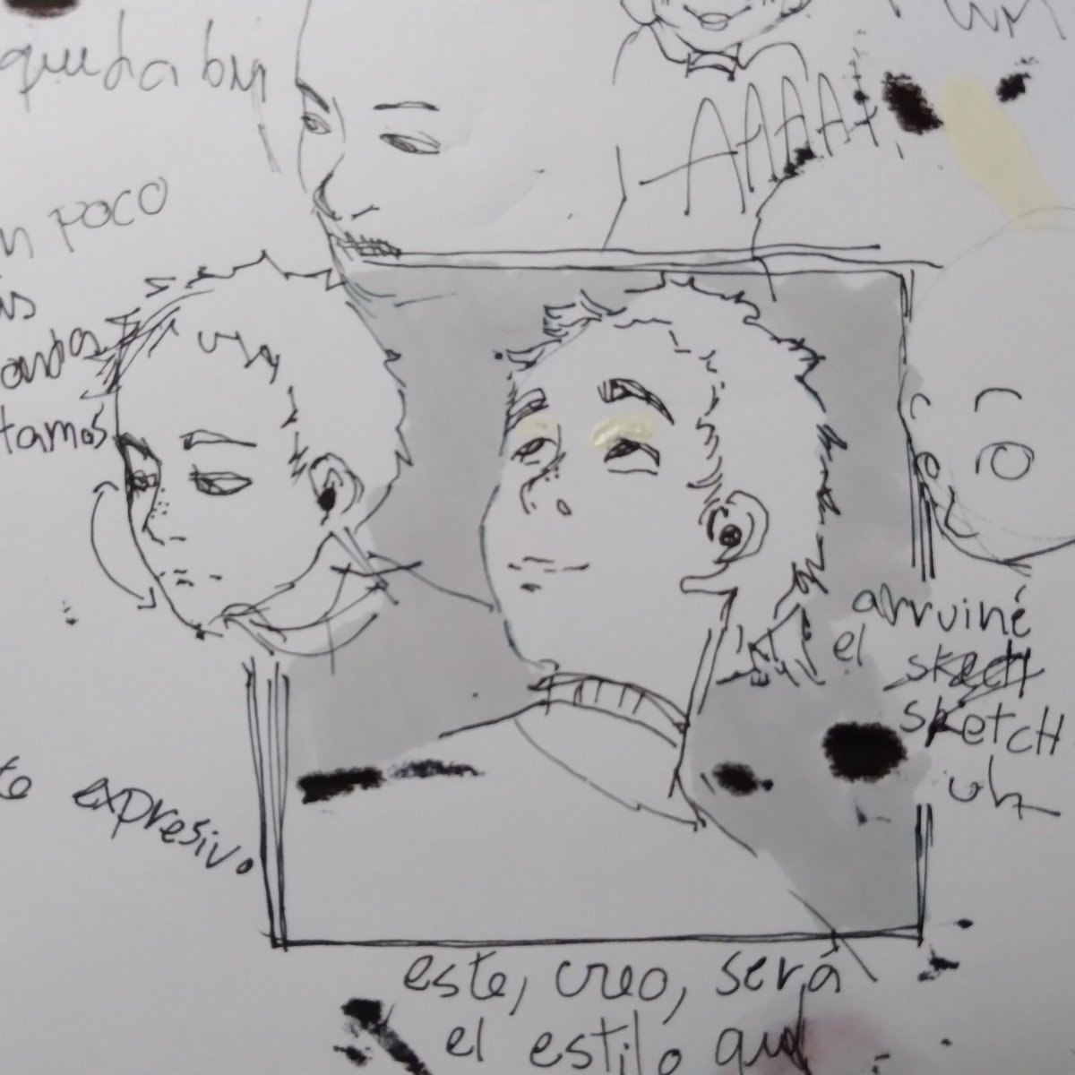 Creo que ya le encontré una cara a Felicia, ahora falta la ropa y luego por fin haré un diseño para sus amigues
Son sketches a tinta así que no pude borrar unas cositas, por ejemplo quiero que tenga la nariz más redonda, pero al menos ya se sabe como lucirán los humanos