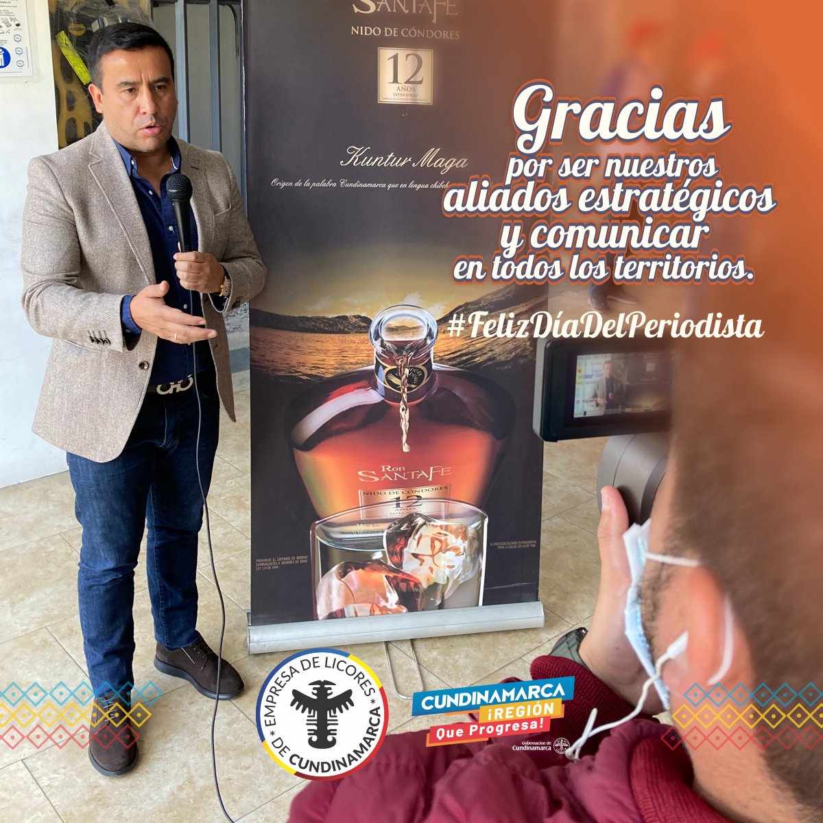 OficialELC's tweet photo. A todos los periodistas que con esfuerzo, objetividad y tesón recorren cada municipio de #Cundinamarca para comunicar sobre nuestra gestión, les decimos ¡muchas gracias! 👏🎙
#FelizDíaDelPeriodista 🥃#SomosELC
#Cundinamarca #RegiónQueProgresa
#AguardienteNectar #RonSantaFe https://t.co/br2wQTPqmp