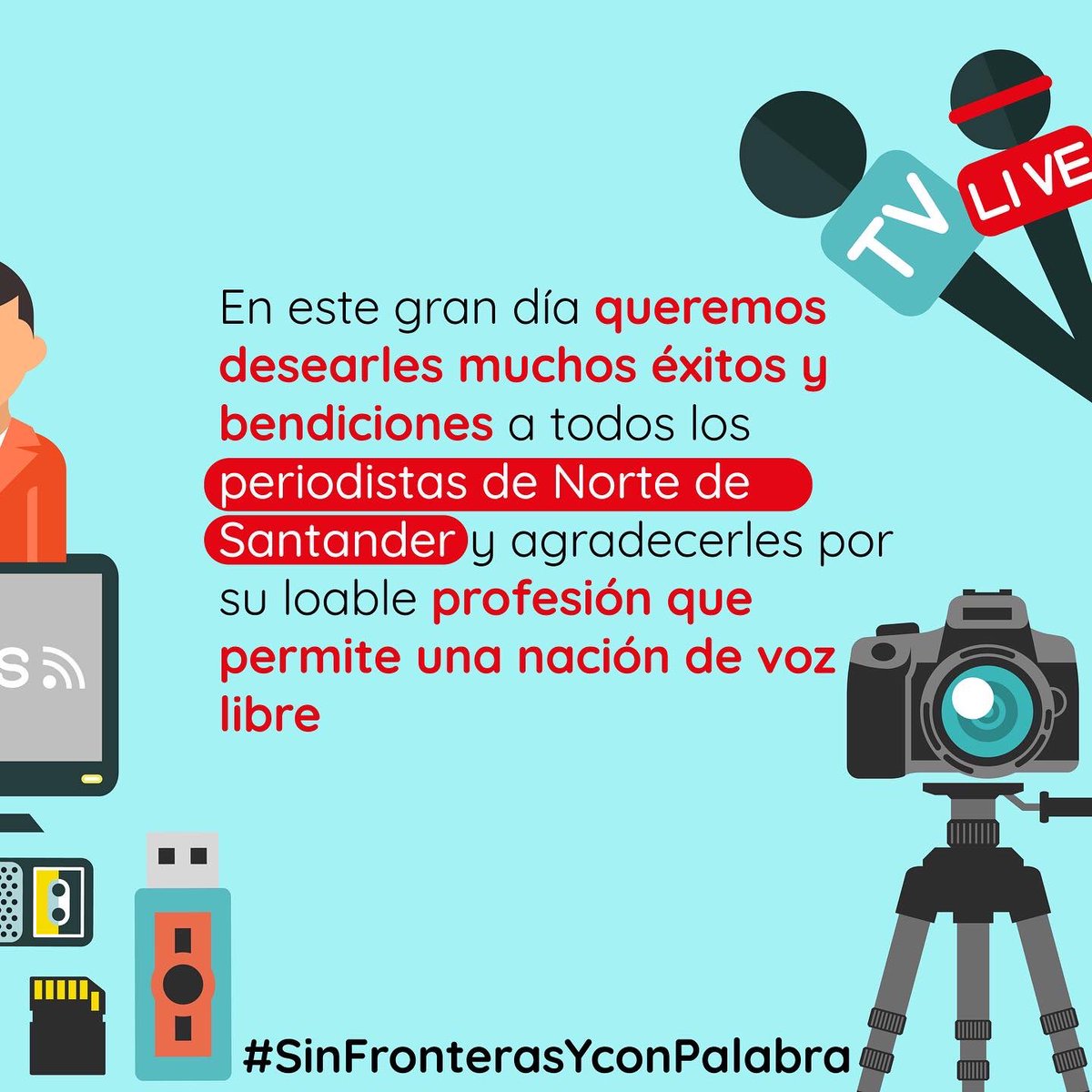 Felicidades a todos los periodistas de nuestra región en su día, éxitos y bendiciones en su gran y noble labor #diadelperiodista #L103 #PepeAlaCamara #RegresaLaPepeMania
#partidoliberal #NorteDeSantander #seguimostrabajando #UnidosSomosMas #senadoL4 #L4 #TodosconchaconsenadoL4