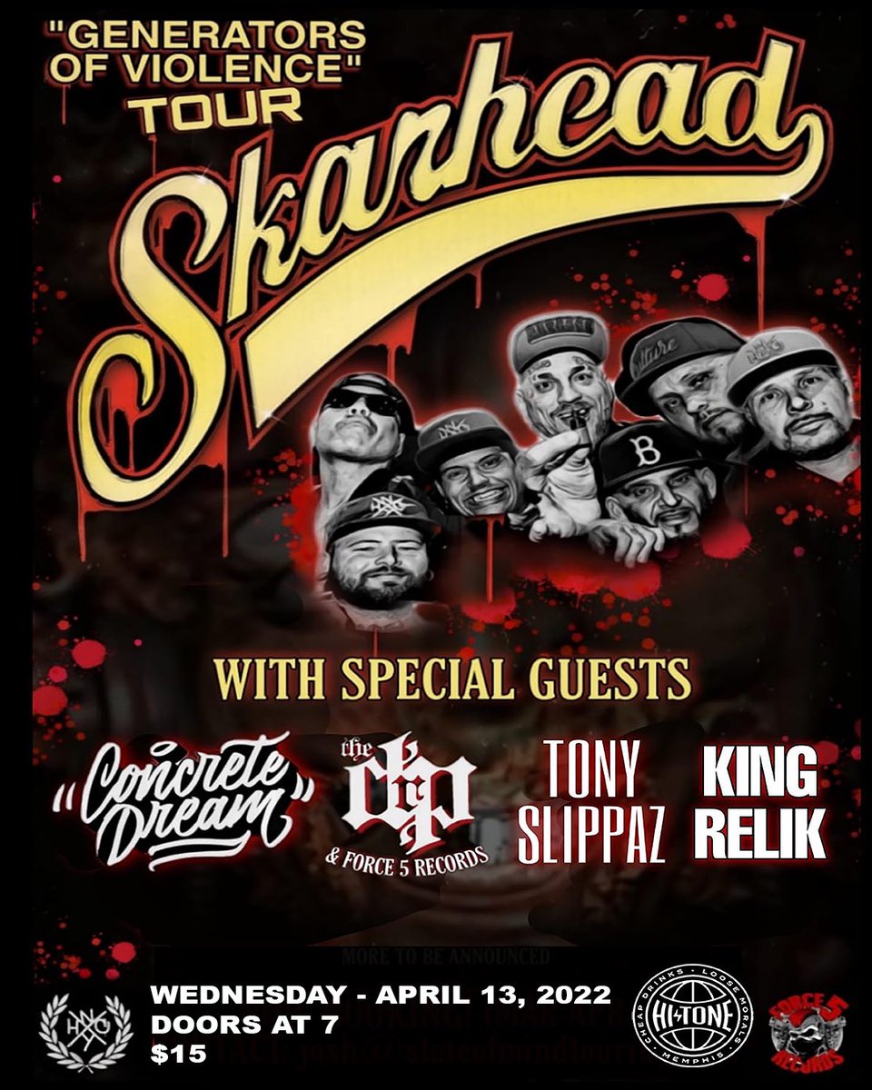 WEDNESDAY - APRIL 13, 2022 <a href="/thehitonecafe/">Hi Tone</a> WE TAKIN CARE OF BUSINESS <a href="/Skarheadnyhc/">SKARHEAD!!!</a> <a href="/Concrete__Dream/">Concrete Dream</a> The DRP // More info coming soon…