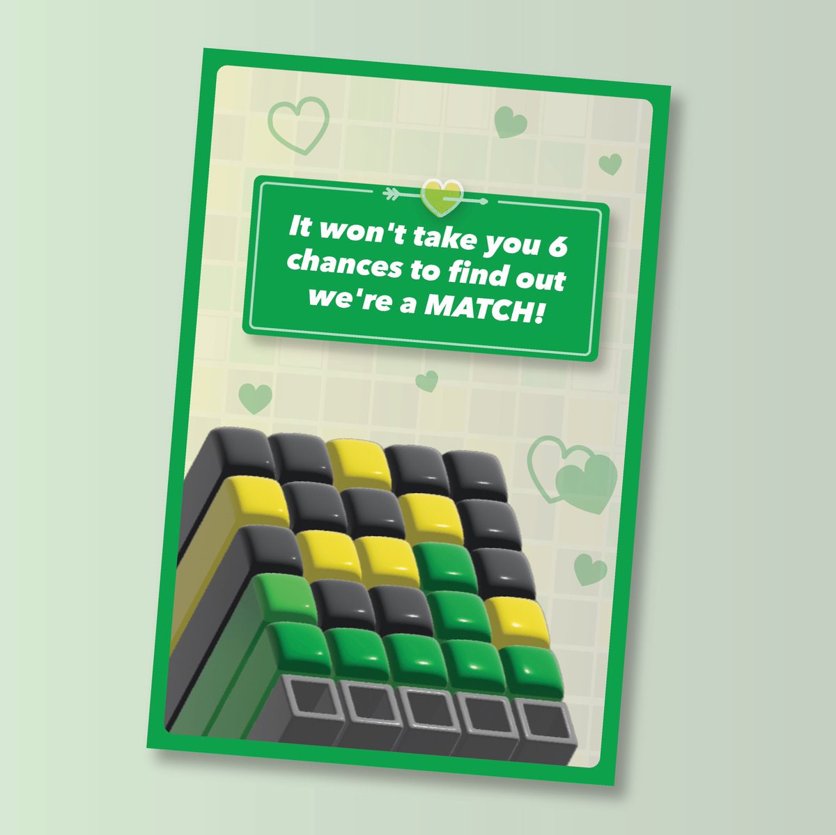 carterandwright's tweet photo. 💚 DAY 3 of VALENTINES 💚

This one goes out to all my #wordle lovers out there. 

HAPPY
CARDS
GREEN
WORDS
SHARE

Card Copy by @broyals 
#wordle #wordle235 #wordle236 https://t.co/8Gb111Cr4G