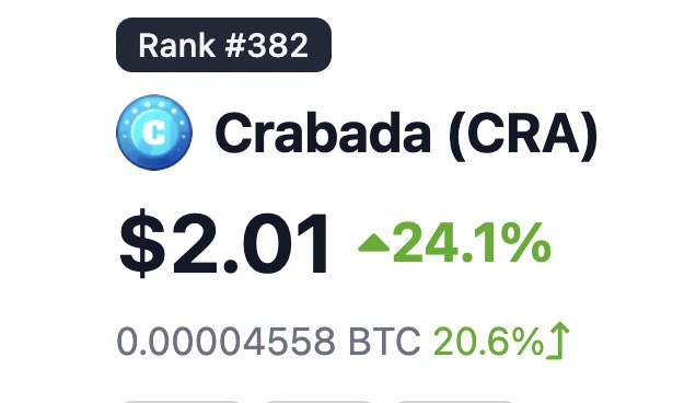 ThrillcraftTT's tweet photo. $TUS loves $CRA @PlayCrabada WAGMI https://t.co/41SxvwmrSf
