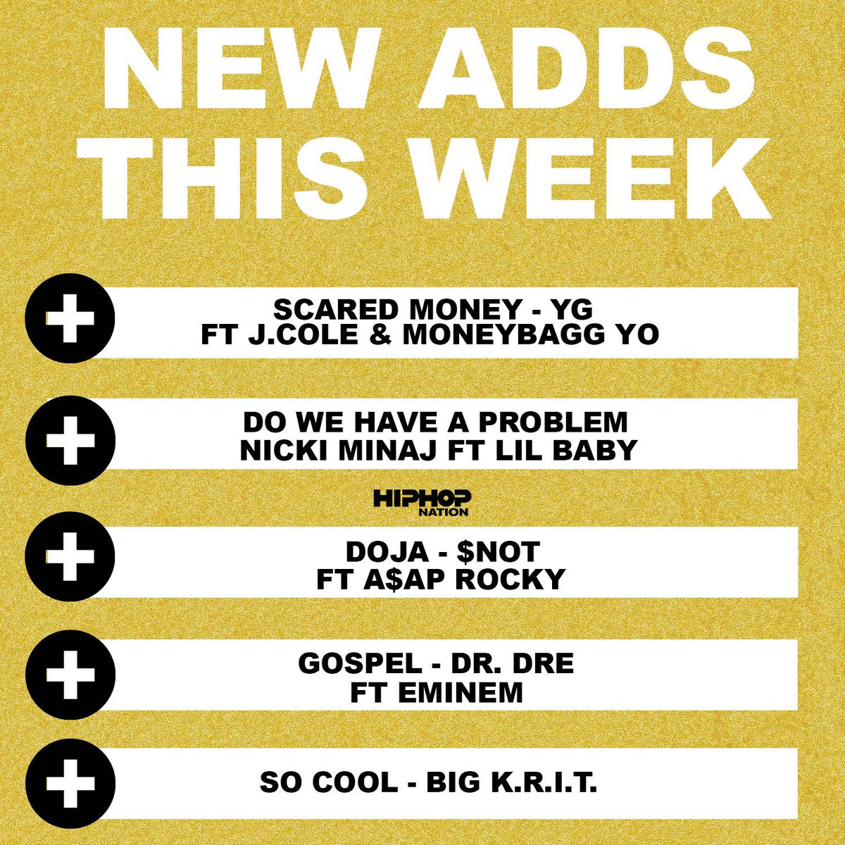 @SNOT made @hiphopnation's new adds this week with 'Doja' feat. @asvpxrocky💪🏾 💪🏾 💪🏾  #IIIODNA