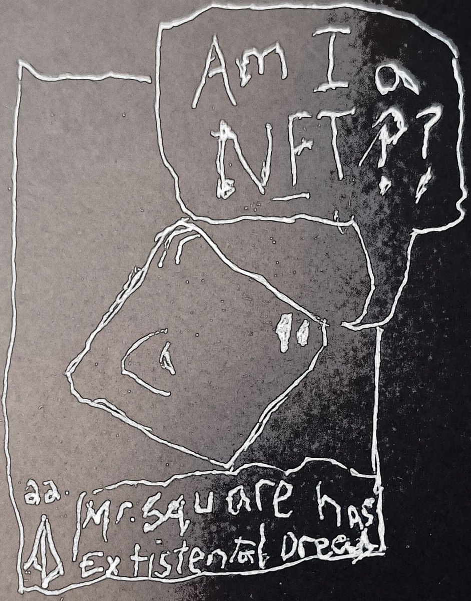 AndeeDahlen's tweet photo. Mr. Square has existential dread.
#mrsquare ,  #amianft ?, #Andeedahlen https://t.co/KJ7BTnRk5k
