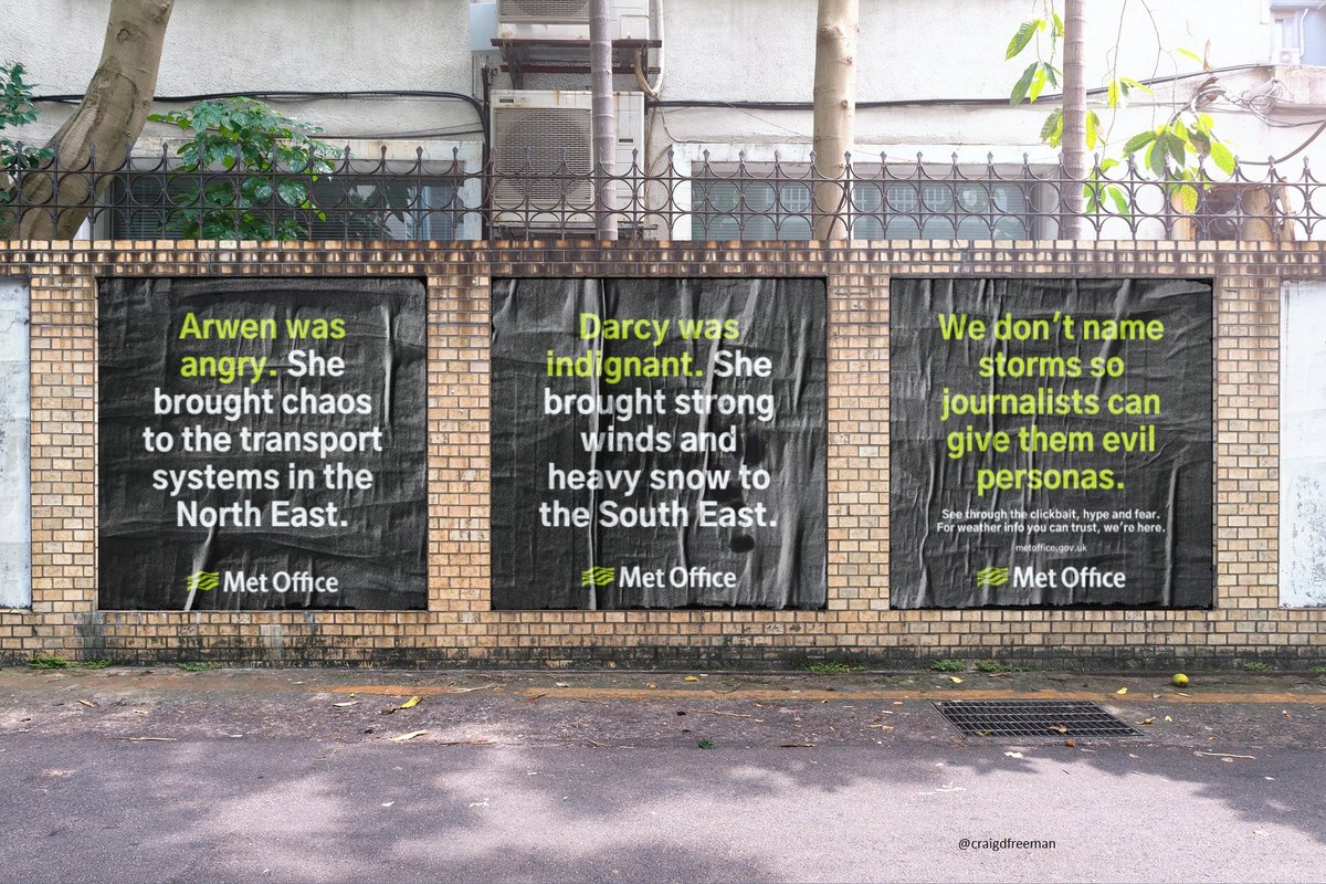 craigdfreeman's tweet photo. We don't name storms so journalists can give them evil personas v2
@OneMinuteBriefs of the Day: Create posters to help @metoffice combat exaggerated weather stories. #TrustedForecasts https://t.co/tIrCO19NdD