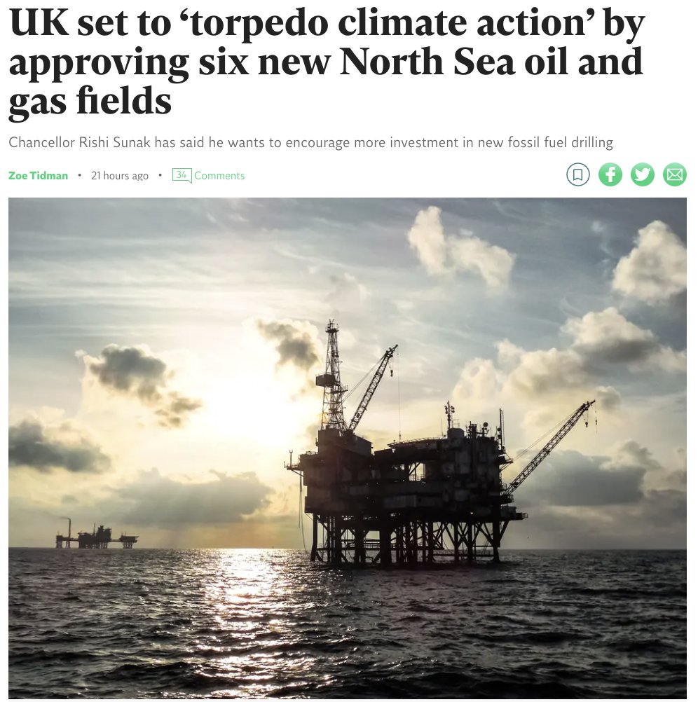 🚨 Government set to approve six new North Sea oil fields 🚨

More domestic oil and gas won't lower people's energy bills in the UK but it will lead us closer to catastrophic climate change.

We need a just transition to renewable energy to end our reliance on fossil fuels.