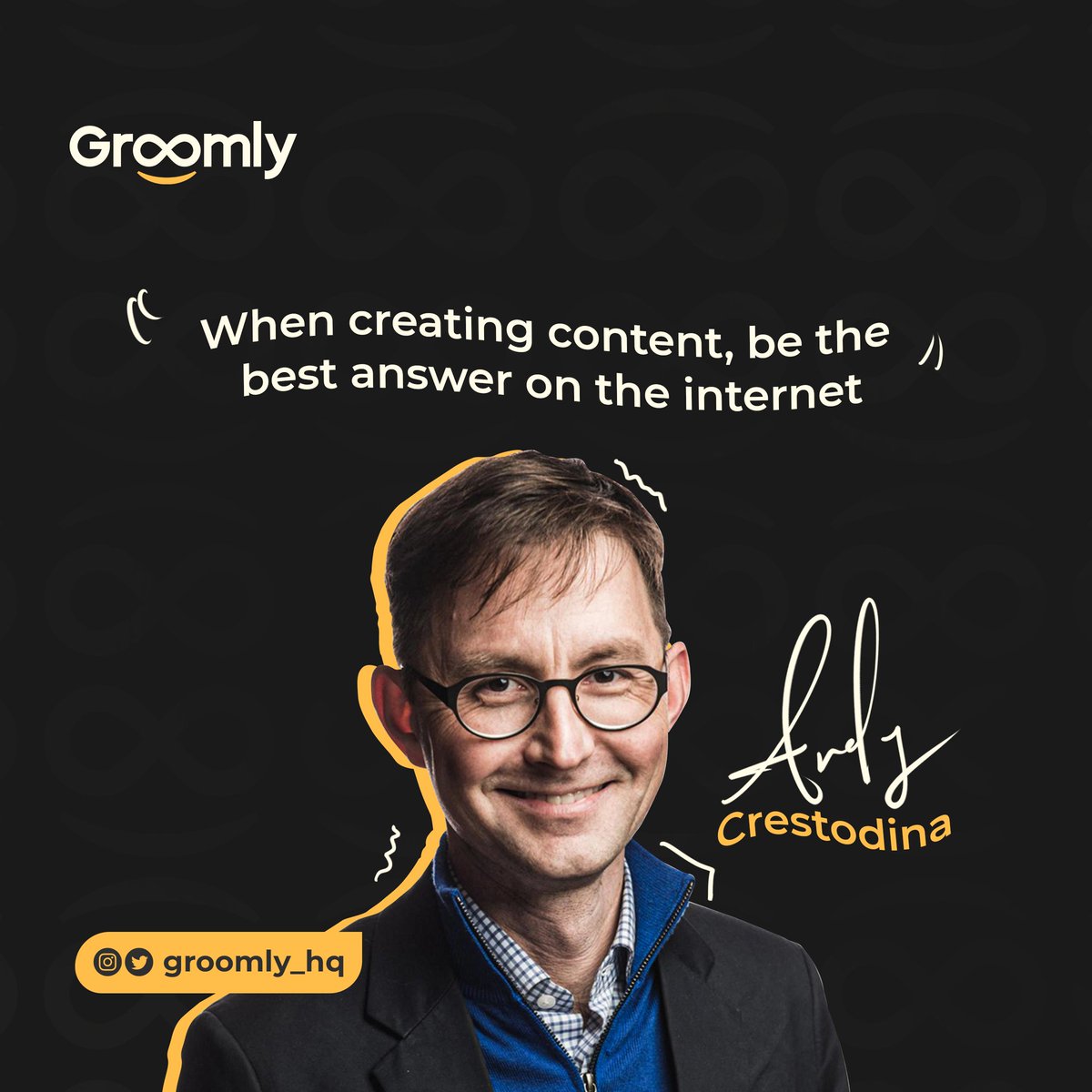 Groomly_hq's tweet photo. In your content creation process, what is your objective? To be the best or to just be one of the others?

Well, here's some advice from Andy Crestodina, cofounder of Orbit media studios.

#contemt #contentcreation https://t.co/pqWlaIp1aB