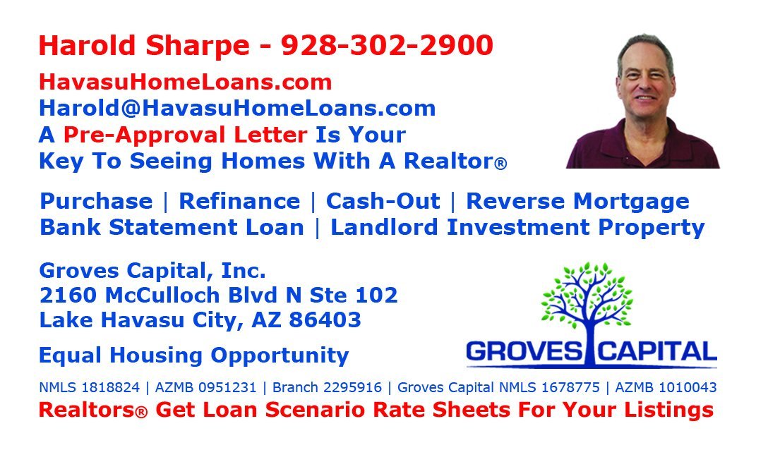 GoToLoanOfficer's tweet photo. Arizona home loans
 Lake Havasu City
 Harold Sharpe 928-302-2900 https://t.co/hpEG9NPBcz