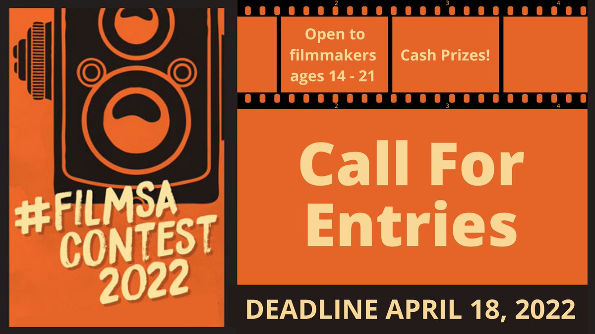 Calling all #sanantonio young filmmakers! Submit to the 2022 #FilmSA contest in one of two categories: San Antonio UNESCO Creative City Of Gastronomy or Public Art of San Antonio. Deadline is April 18, 2022 at 4 p.m. CST. Learn more at filmsanantonio.com/News-Events/Fi…