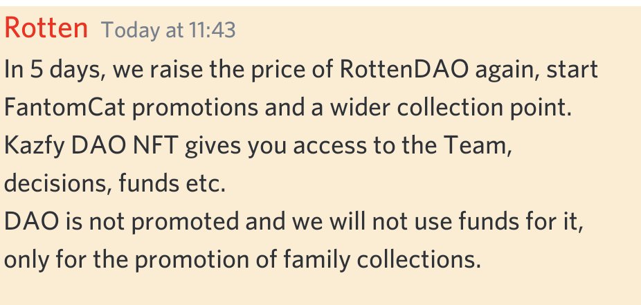 FtmRotten's tweet photo. Last 5 days to be DAO team for 200 FTM . 
We raise Floor 📈

#NFT #NFTCommumity #FTM #FTMNFT #DAO #NFTs #nftworld https://t.co/Io4y4geyYR