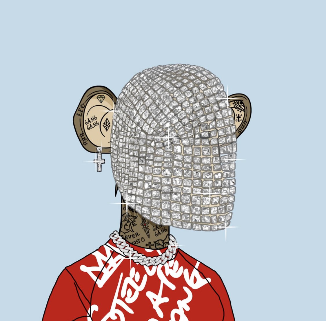 degen_daddi's tweet photo. Been watching @steezyapegang @BryanveeEth art for a minute and had to jump on this one with the help of @SaintedKoala . This piece is 🔥. So stoked! 

Who wants to see his face?!

#nft #community #culture #nfts #NFTCollection #Bitcoin #eth #altcoins #apefollowape https://t.co/Iqp49a3Eeb
