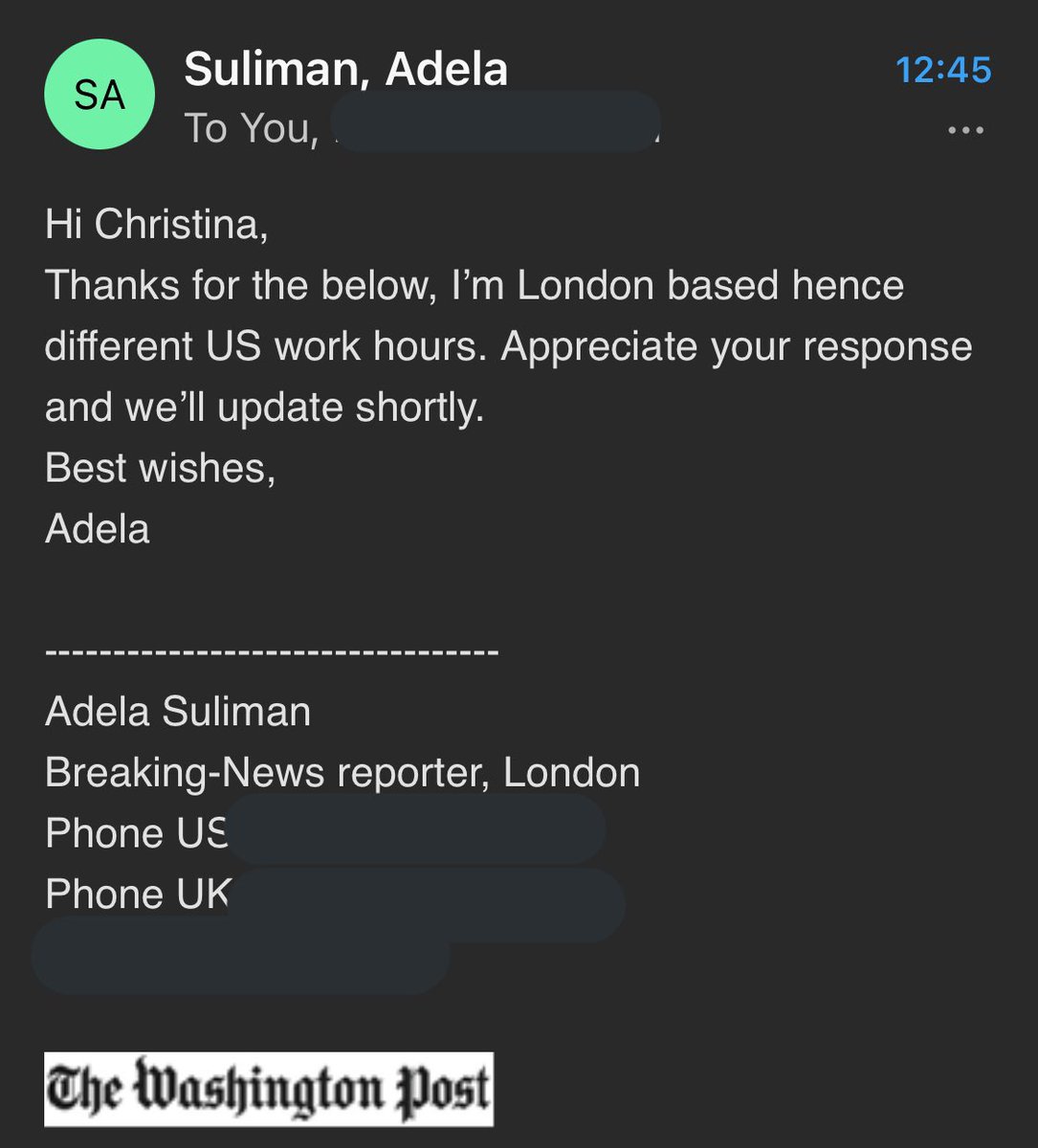 Oh cool look who got back to me after my tweets 👀🙏🏼 Now perhaps <a href="/washingtonpost/">The Washington Post</a> can explain why a London reporter is writing stories about Tallahassee without taking into account our time zone. Also, it’s obvious Adela wrote this whole story before contacting us.