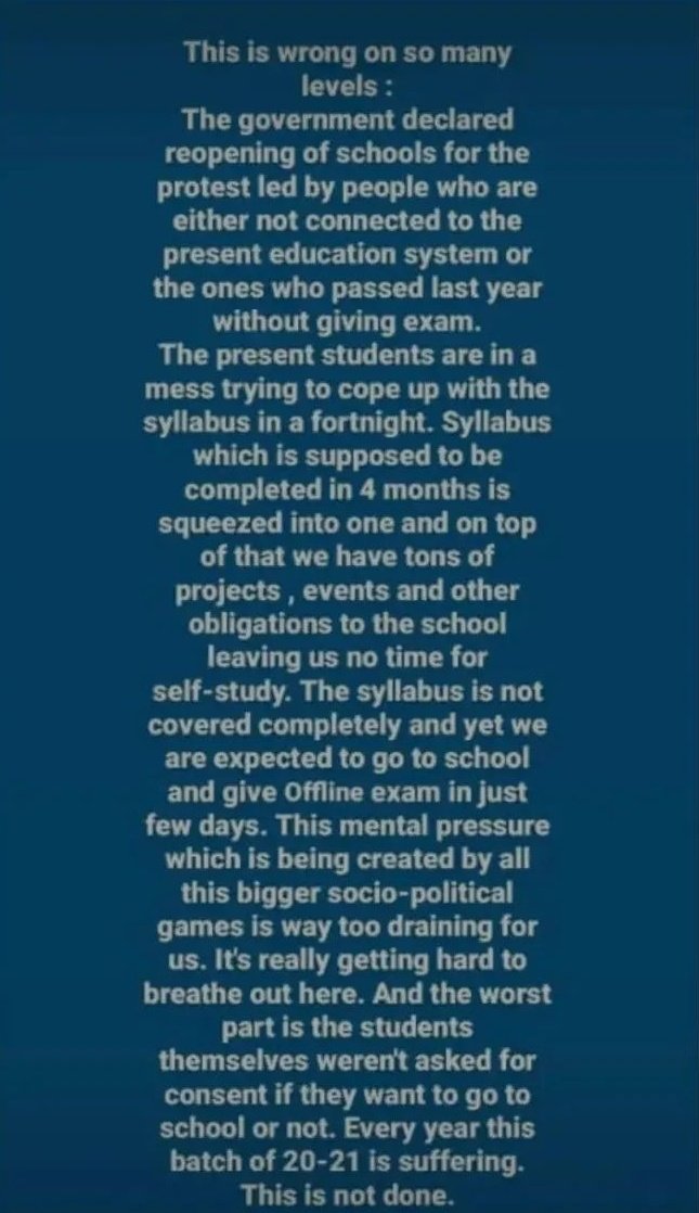 Sanjana18733371's tweet photo. Why should only we suffer??? 
Classes online then why exams offline????? 
#cancelboardexam2022 #Cancelboardpariskha #cancleboardexams2022 #cancelterm2 
#JusticeForStudents #weWantOnlineExam 
Share as much u can👀😇💕 https://t.co/LipSvZOvQx
