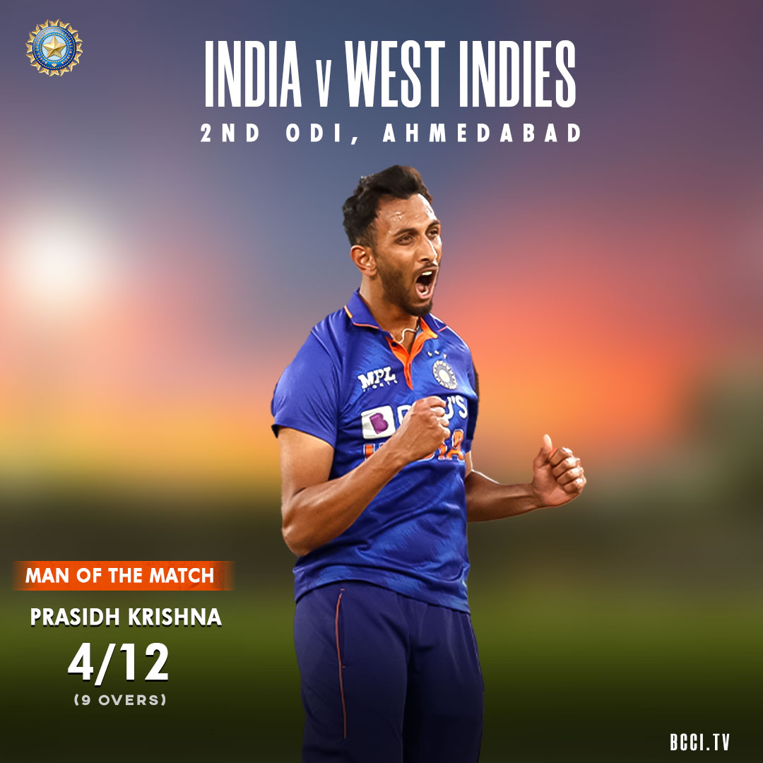 Prajapati9576's tweet photo. #INDvsWI #INDvWI #PrasidhKrishna

@prasidh43 stars as India down West Indies to clinch ODI series

CLICK FOR MORE PICS: https://t.co/TgCVSWCLsN https://t.co/IFv7C0r9dJ https://t.co/Q1tHYkIZRM