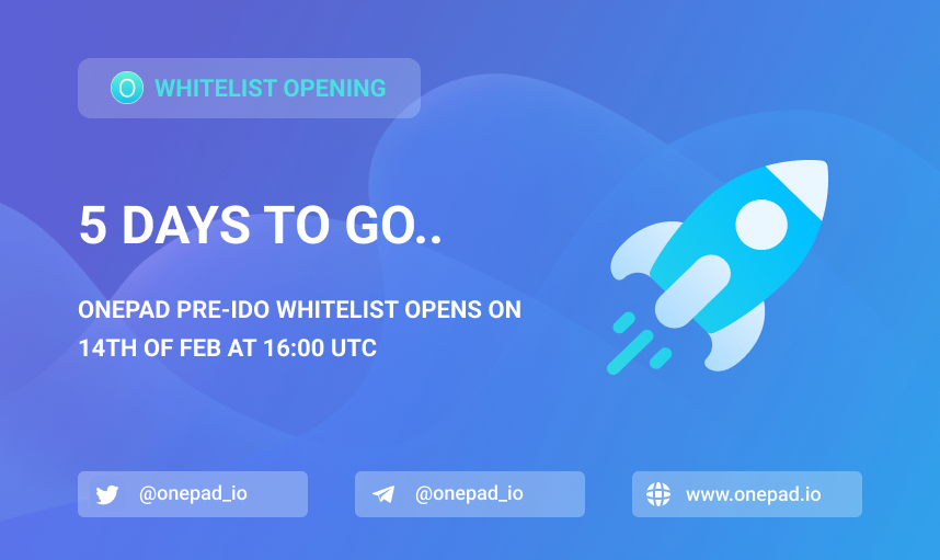 onepad_io's tweet photo. 🚀 Pre-IDO Whitelist Opening 🚀

Dear community,

We are thrilled to announce that whitelist for $OND pre-IDO will open on 14th of Feb at 16:00 UTC 

$ONE $OND #Harmony https://t.co/CMwGHxFdmF