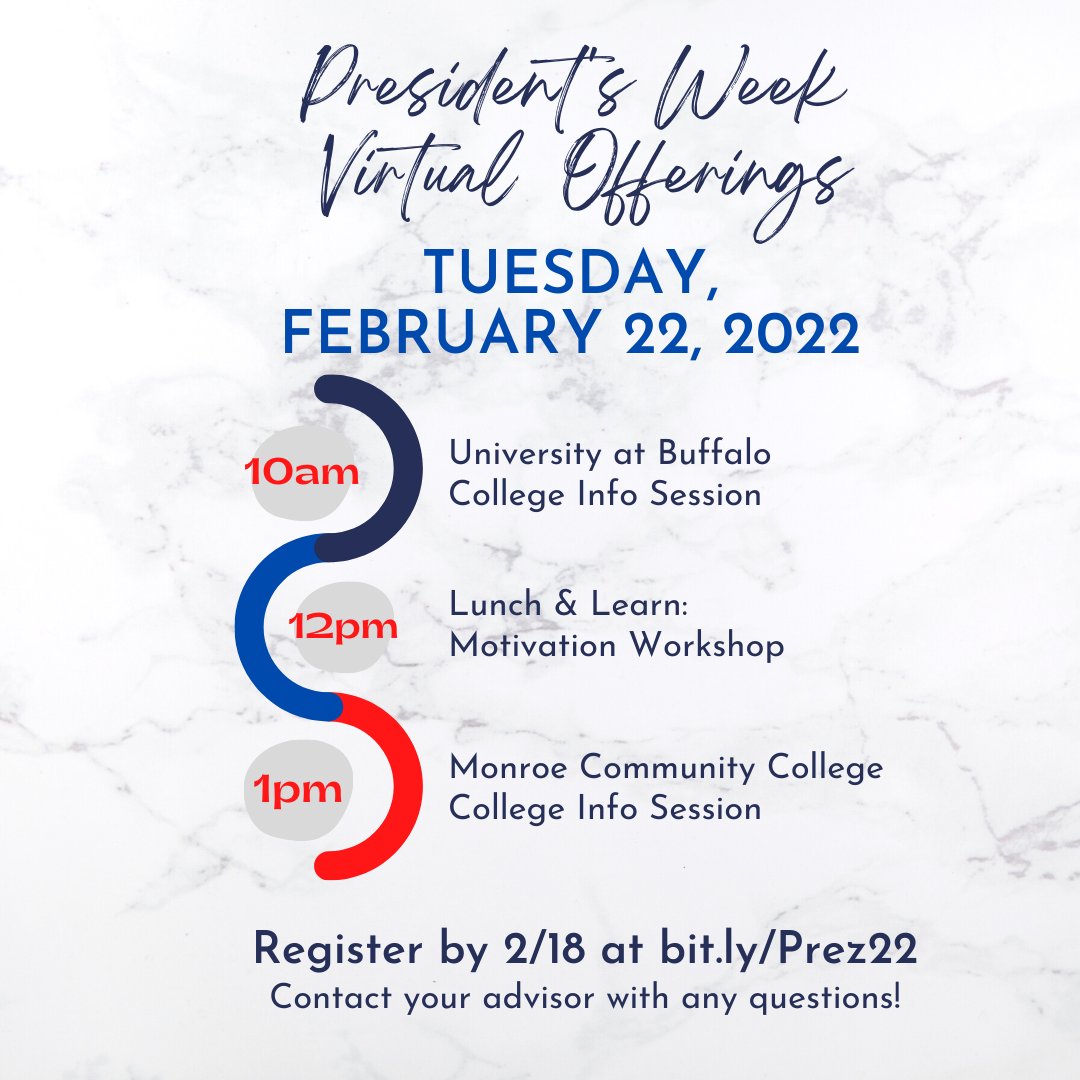 gcctrioub's tweet photo. Calling UB students: Join us on Tues Feb 22 &amp; hear from 2 great higher education institutions! @UBCommunity @MonroeCC 
Students should RSVP at https://t.co/HRzMul4LBU https://t.co/8p0QZbwfAX