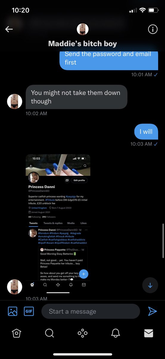 PrincessDanni83's tweet photo. It’s @facelesswhorexx here. I’m here to tell you the true loser who’s behind this account. It’s @DannyPh99927593 😂😂. This is him. #findom #FinDom #paypig #cashcow #humanATM https://t.co/BRdNShTudw