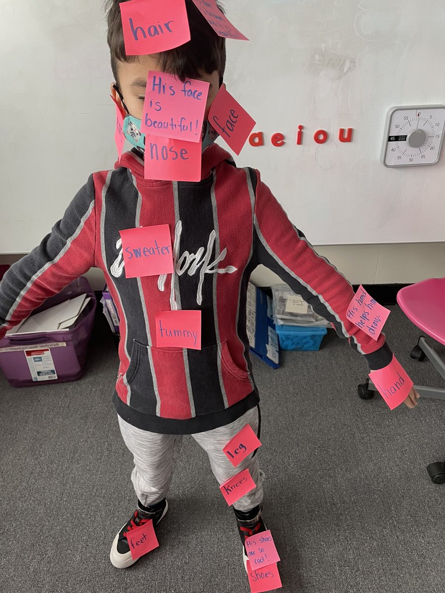 msbenoitsclass's tweet photo. We are working on our new writing trait: IDEAS 💡! Did you know that great authors use labels and captions to give information about their IDEA?! Today our topic was: a friend in room 9! We gave him lots of labels and captions to provide as much information as we could! https://t.co/iEqZfEem4A