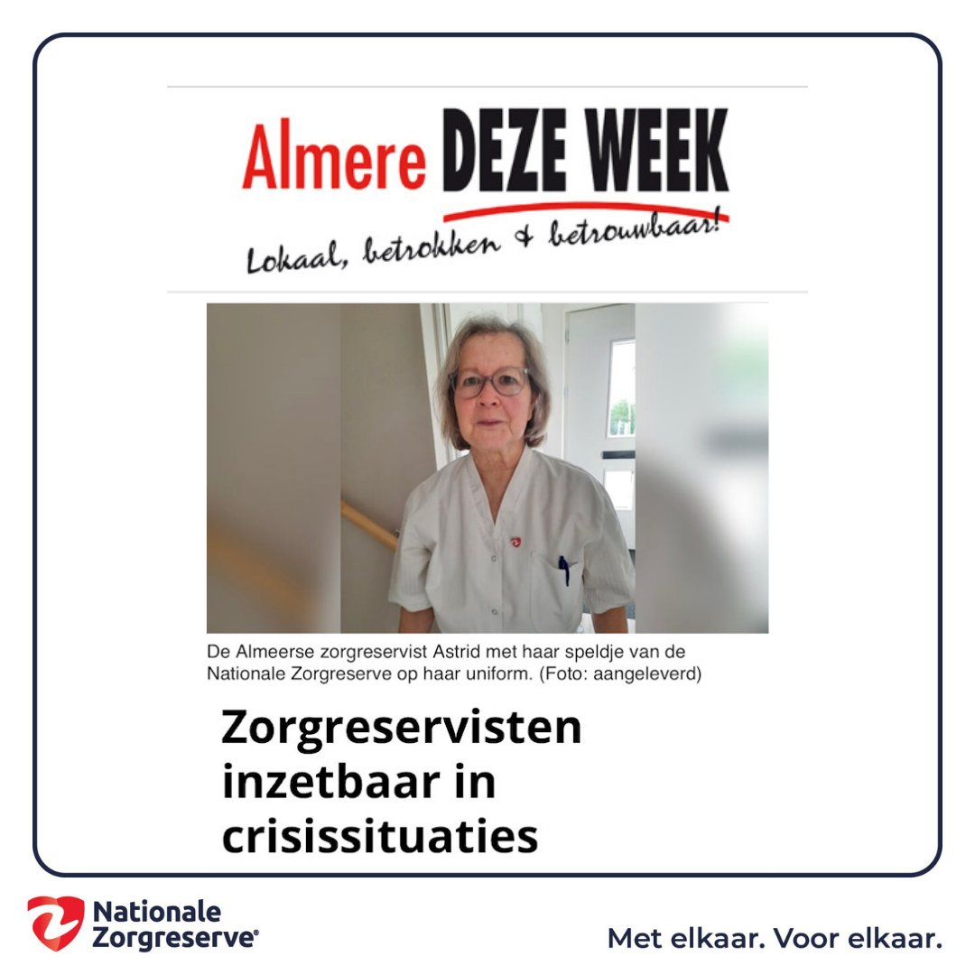Nationalezorgreserve De nood is nog steeds hoog. Dagelijks hebben wij zorgorganisaties uit het hele land aan de telefoon om extra zorgreservisten te laten werken naast de vaste zorgmedewerker. 

Onze Astrid vertelt haar verhaal:

ow.ly/ULR650HQMHP

Nationalezorgreserve.nl
