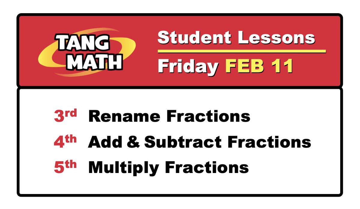 gregtangmath's tweet photo. Alas, Friday is not RED Friday, but it still will be in MY mind! We are going to knock FRACTIONS out of the park next year. My prediction? In the future, kids will be able to learn everything they need to know about fractions at home. We start this week!

https://t.co/qidcaskC9T https://t.co/2YVdmeVgM0