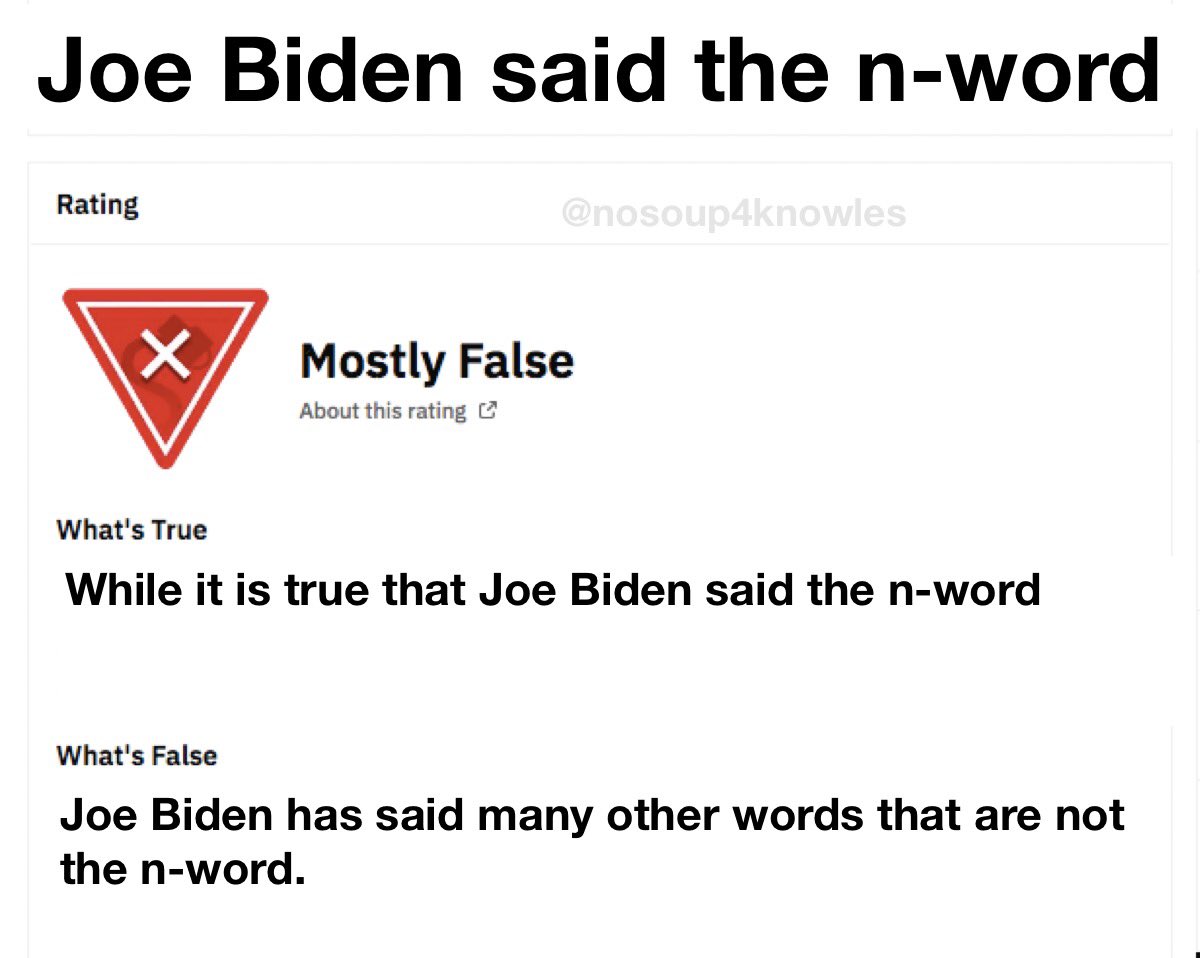 nosoup4knowles's tweet photo. Snopes ratings like https://t.co/L3P3rK6gj3