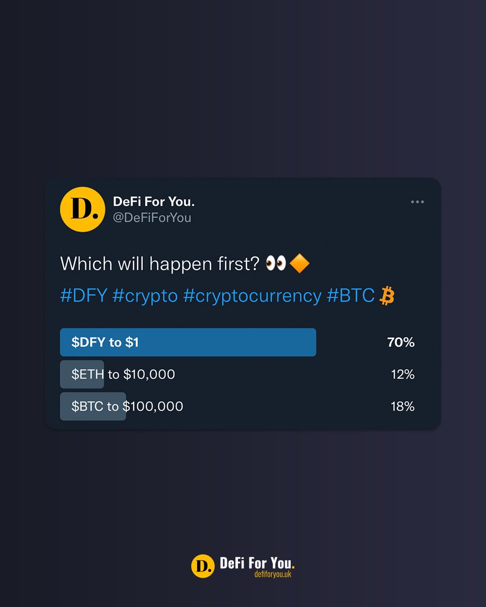 Our community has spoken, $DFY to $1 🚀

#NFT #Crypto #Bitcoin #Blockchain #DFY