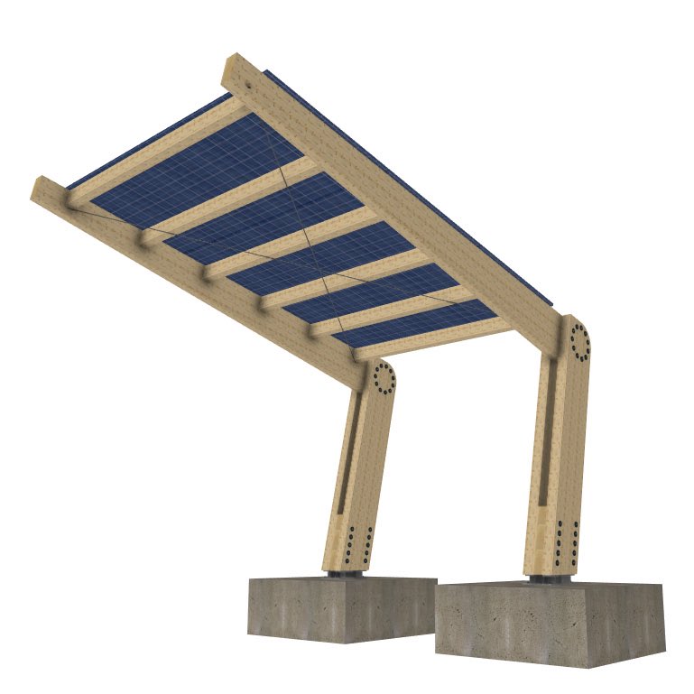 Marquesina para instalación fotovoltaica en control de acceso al aparcamiento de un parque regional.
Los 6 m de voladizo con su carga de nieve y de viento hacen que el diseño y cálculo de las uniones sea más complejo de lo que se percibe a simple vista. 😁