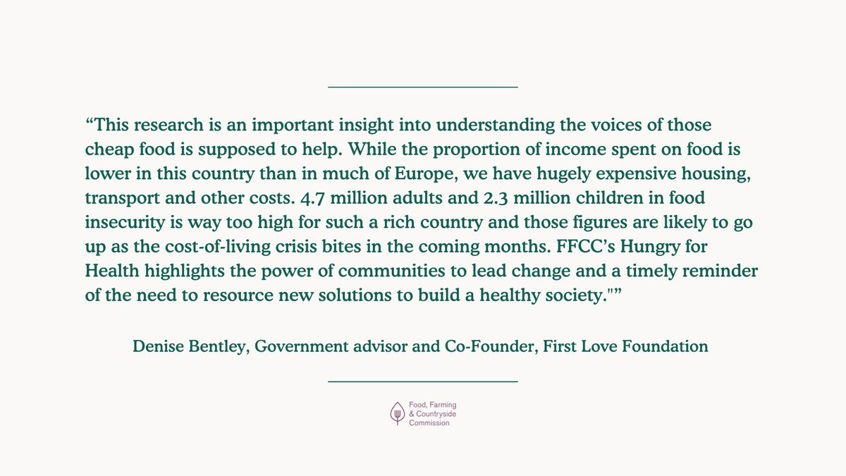FFC_Commission's tweet photo. “Hungry for Health highlights the power of communities to lead change.”
Government advisor and Co-Founder, First Love Foundation, @DeniseBentley_ responds to @ffc_commission #HungryForHealth report
#CostOfLivingCrisis
Read more 👉 https://t.co/jl9oDardOX https://t.co/SKcWs8bP2P