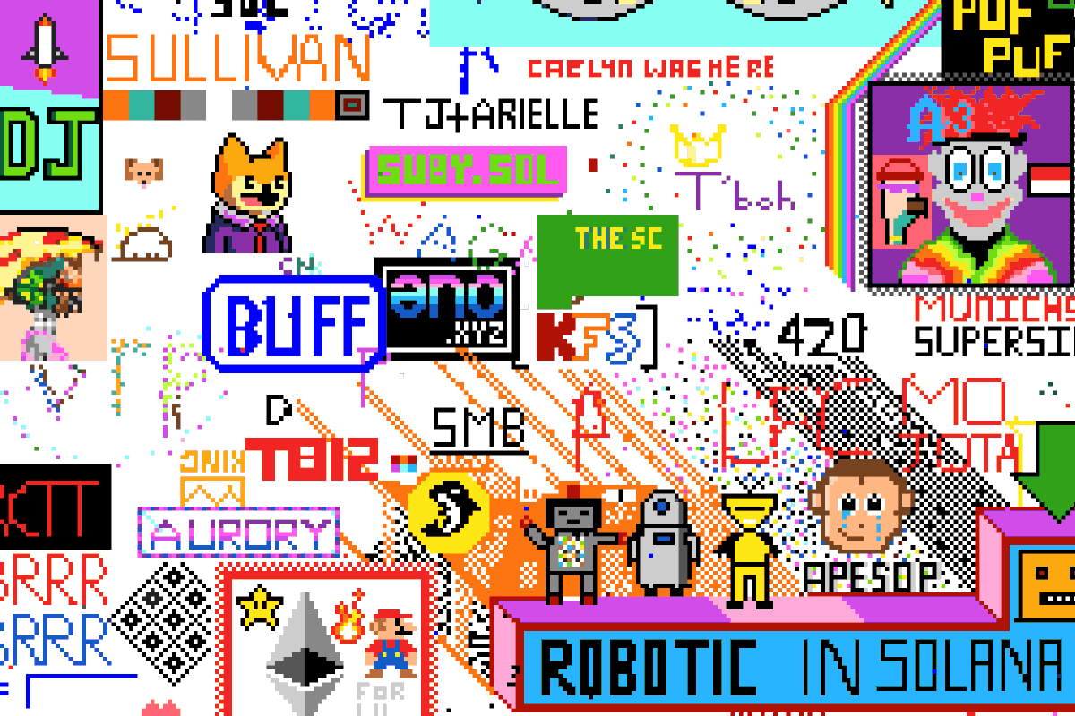 enoprotocol's tweet photo. Our addition to the @CryptoGraf_Art pixel canvas🎨  #Solana's first community-created NFT https://t.co/Q3V6e8Nvji