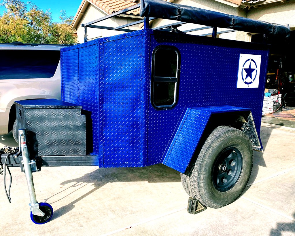 Desertjeeprat's tweet photo. Blue Steel Overland Trailer - Evolution of a DIY Build
It began as a simple utility trailer and became a sleep in insulated DIY Overland Trailer
https://t.co/EI0TCHlXME
#overlanding #overlander #overlandlife #overlandlifestyle #weekendlander #offroading #overlandvehicle https://t.co/XPibgMdejy