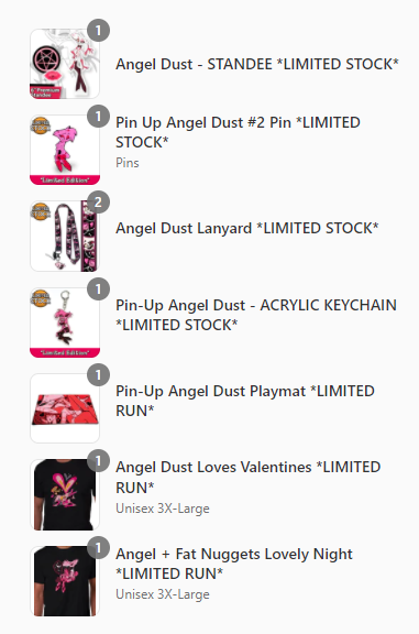 Fizzy_Fox's tweet image. Just got my angel dust merch purchased from #sharkrobotstore for the new Hazbin V-Day sale. 

Severely limited myself because of the huge purchases in the past. Since Angel is my favorite by a longshot, I just went with stuff of him.