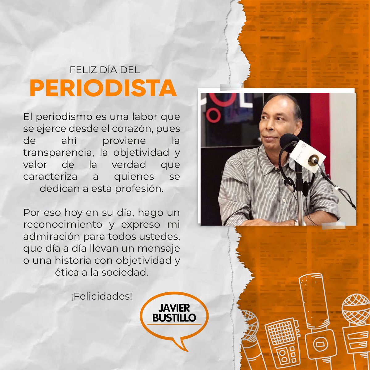 javierbustillop's tweet photo. ¡Felicidades familiares y amigos periodistas!🗞

#DíaDelPeriodista🎙📽 https://t.co/XNFhDGMjpB