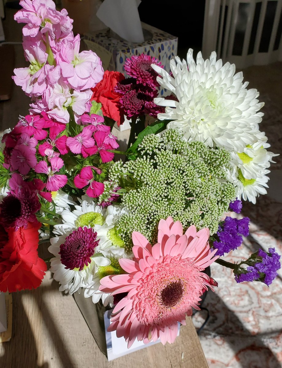 JadeAndwele's tweet photo. This week's desk flowers π
Its the Queen Anne's lace and the gerbera daisy, for me π€ chrysanthemum is showing out too π
#Jsdeskflowers #deskflowers https://t.co/vY6TmHA1SM