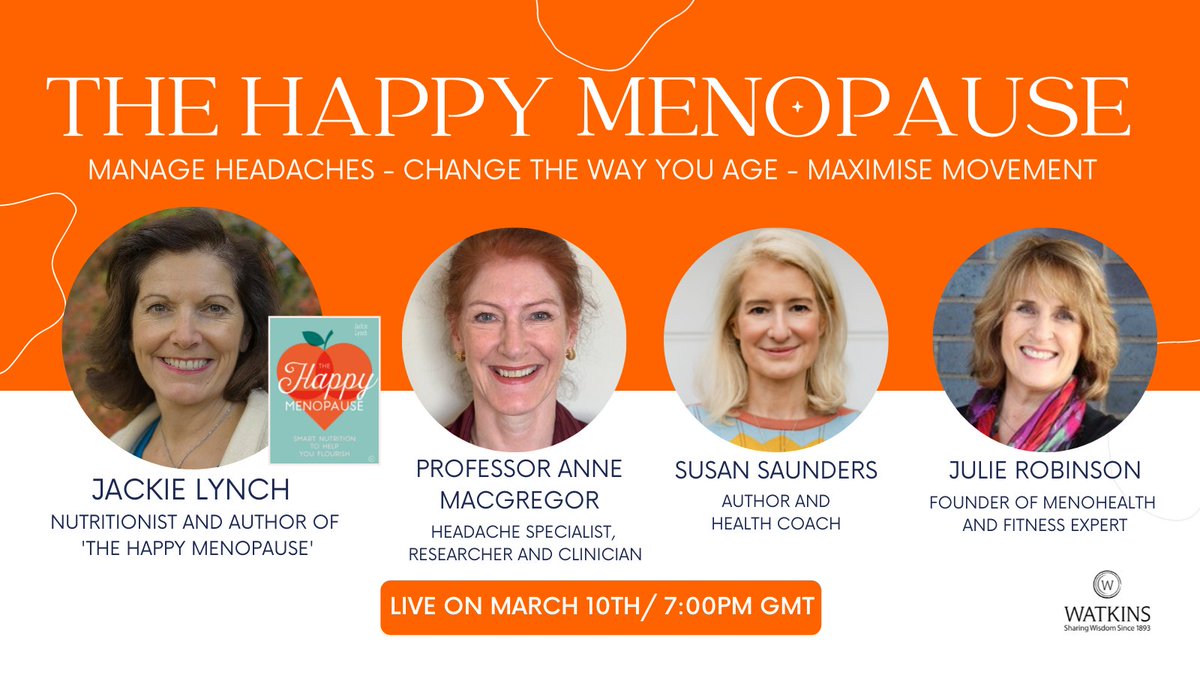 WellWellWellUK's tweet photo. Come and join my panel of expert guests as we discuss hormonal headaches, the science of ageing and the importance of movement to optimise health &amp; wellbeing in midlife and beyond. Book your FREE ticket here: https://t.co/1ECetx4rFW
#menopause #perimenopause https://t.co/KBg1YQo4Z9