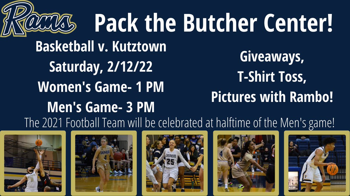 Pack the Butcher Center this Saturday! Cheer on the Rams as they take on Kutztown!
👕: SUAC Sponsored T-shirt Toss
📸: Pictures with Rambo
🎁: SUAA Sponsored Giveaways
🏈: Recognition at Halftime
🐏#GoRams