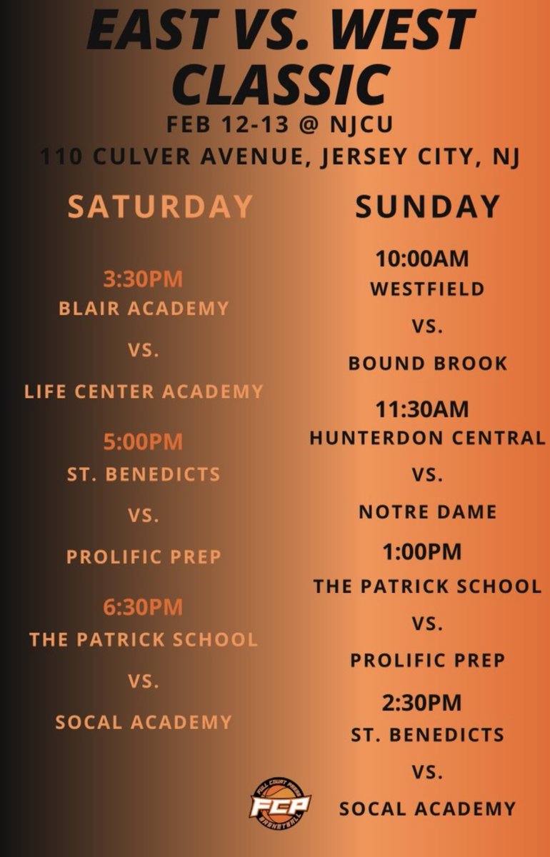 💥Confirmed Media💥

<a href="/NJHoopRecruit/">NJ Basketball</a> will be in the house this weekend covering the East v West Classic! It wouldn't be a true NJ Basketball event, without them!

Always appreciative of their support!
