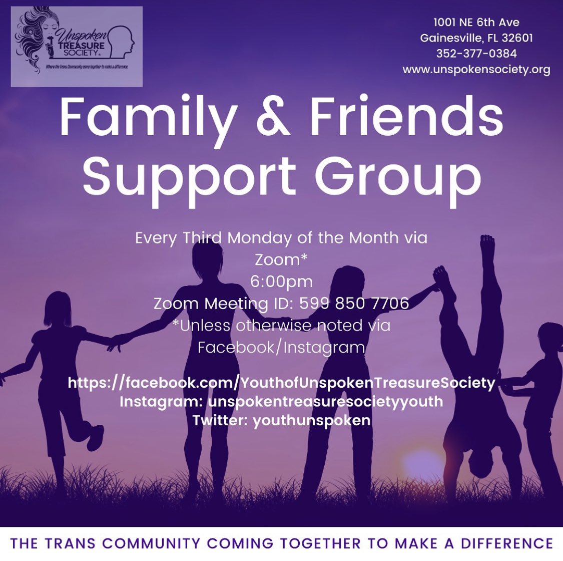 Join Unspoken Treasure Society Youth for our Family and Friends Support Group on February 21st at 6 pm where we will be discussing surviving in the face of COVID. #unspokentreasuresociety #unspokentreasuresocietyyouth
