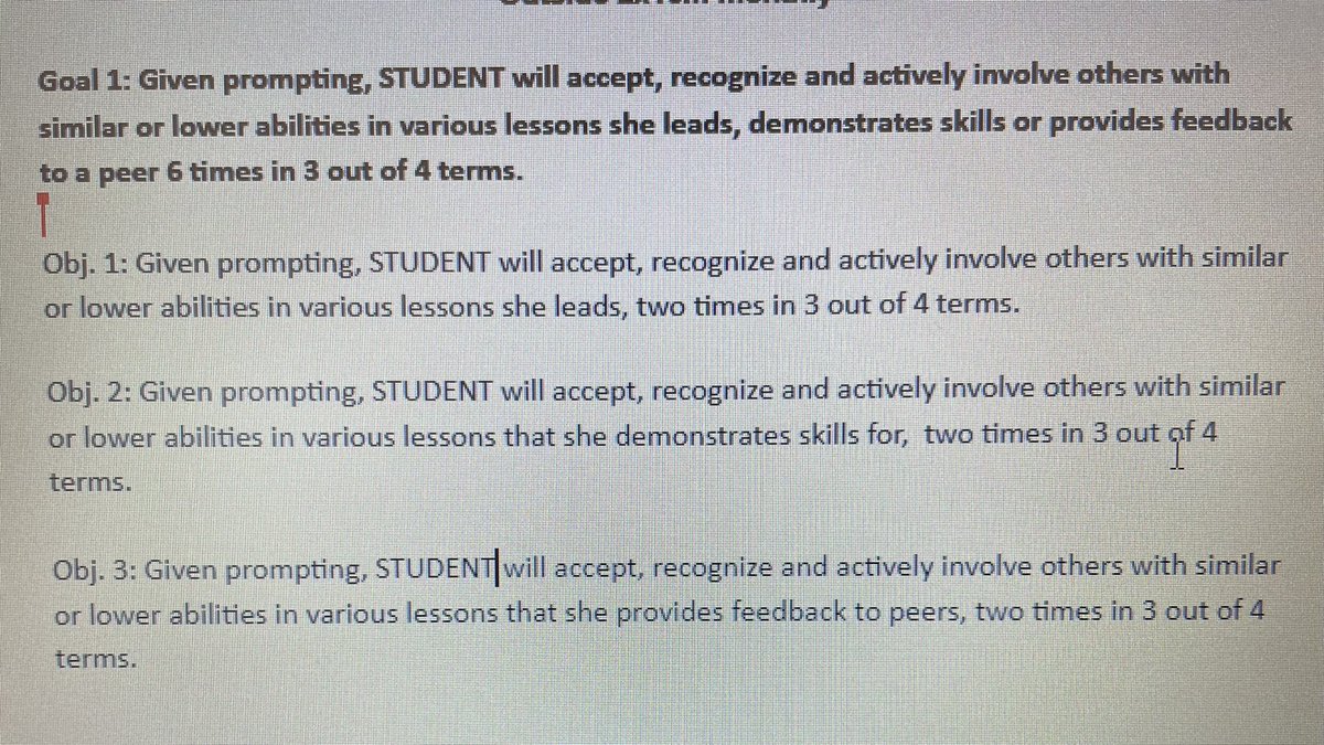 FCPSAdaptedPE's tweet image. #individualized at its greatest! Emily calls 2 consult on a goal-we pull out the curriculum, look at the S’s areas of weakness &amp;amp; BAM we drafted a new goal that we’ve never written before. Feels good. #consult #collaboration #IEP #AdaptedPE @SpecialFCPSEd @BGHEPE @Coach_Minch