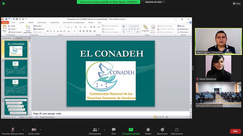 CONADEH's tweet photo. Personal en la Delegación Regional del Norte del #CONADEH, en coordinación con miembros de la @cruzrojahon y #UDFI, brindó capacitación sobre #DDHH, nuestro quehacer institucional y derechos de las personas migrantes y retornadas, a miembros de las @FFAAHN de San Pedro Sula. https://t.co/B0CEiDYxUl