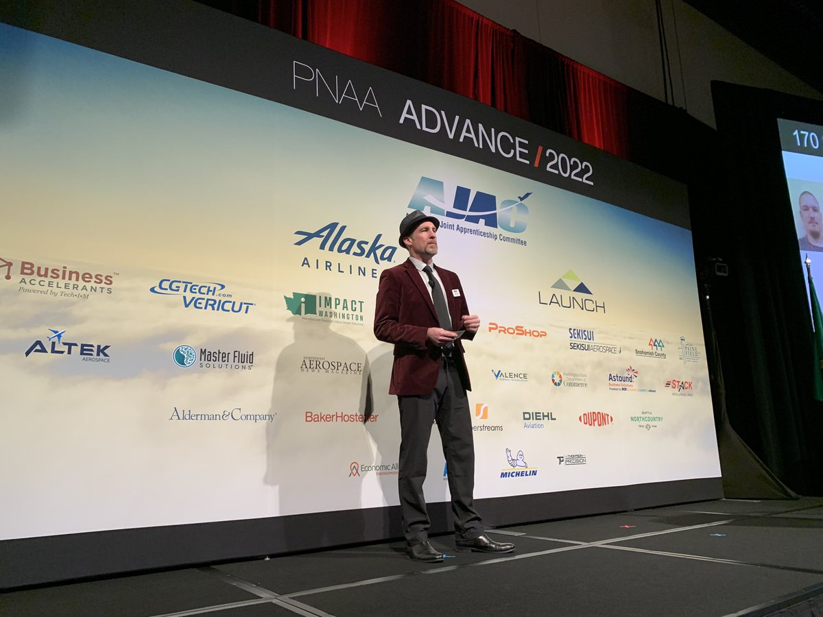 WAStateCommerce's tweet photo. “Culture is everything” @PNAAlliance Day 1 at #BackToTheSkies closed with inspiring words about lifting people up from 2022 Excellence Award winners former @AerospaceOrion Tom Brosius, Sekisui Aerospace, @museumofflight and NW Aerospace News publisher Dean Cameron. https://t.co/UKTmphYd7F