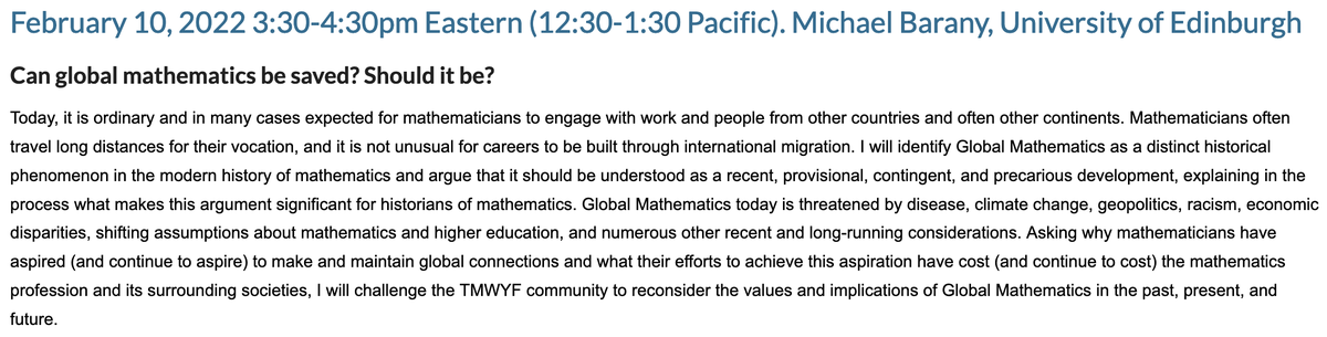 thewordninja_bk's tweet photo. Join us 2/10 12:30pm Pacific for Talk Math With Your Friends featuring @MBarany about global math. @TMWYFriends #TMWYF @TChihMath @siwelwerd @ProfNoodlearms @katemath @aacooper @brianli009 @maanow @amermathsoc We’re back for Spring!

Zoom info &amp; schedule:
https://t.co/DvvNTgeNe8 https://t.co/2JdAIHYROY