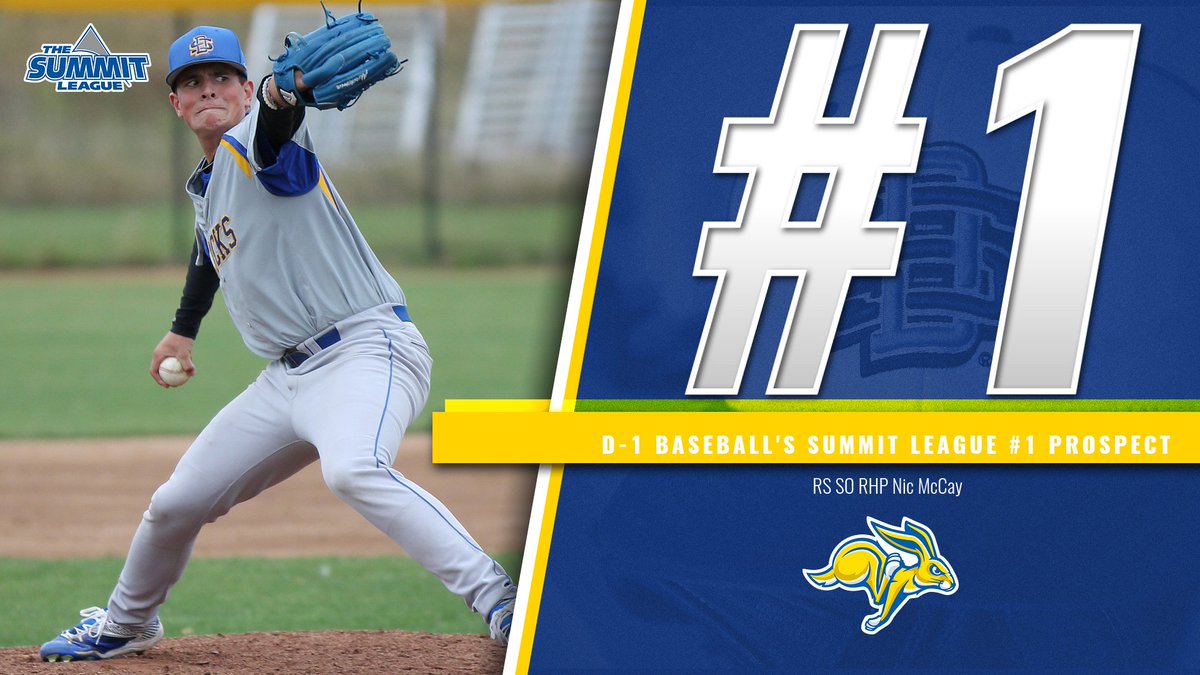 GoJacksBaseball's tweet photo. Rs Sophomore RHP @mccay_nicholas is the #1 Prospect in the Summit League @d1baseball #GoJacks https://t.co/r6az3tSPhb
