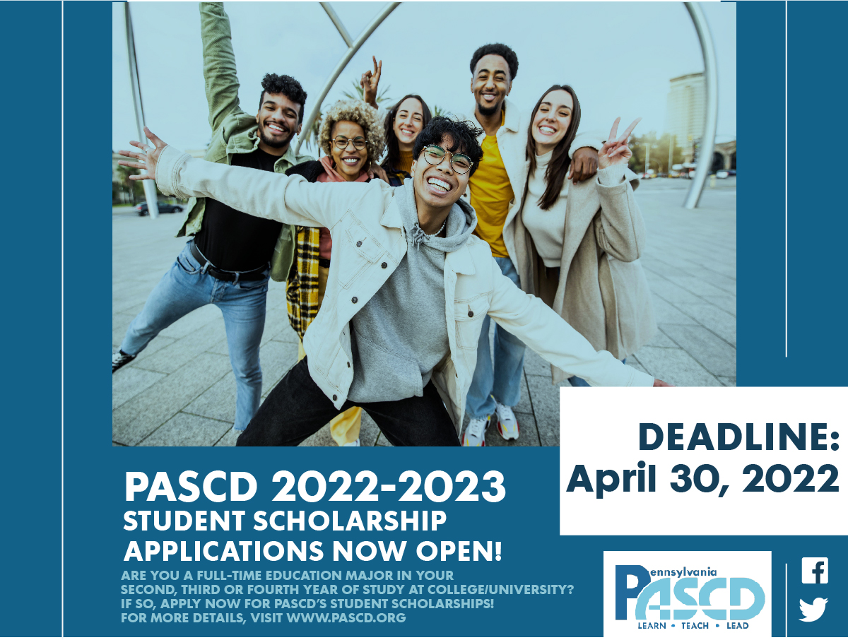 Are you a PA education major? 🍎
Are you passionate about the field? 💙
Applications are now being accepted for the 2022 PASCD Scholarship Awards! 
Learn more at pascd.org/Scholarship
#ASCD #PAEducation #EducationMajors <a href="/LycomingCollege/">Lycoming College</a> <a href="/EtownCollege/">Elizabethtown College</a> <a href="/setonhill/">Seton Hill University</a> <a href="/yorkcollegepa/">York College of Pennsylvania</a>