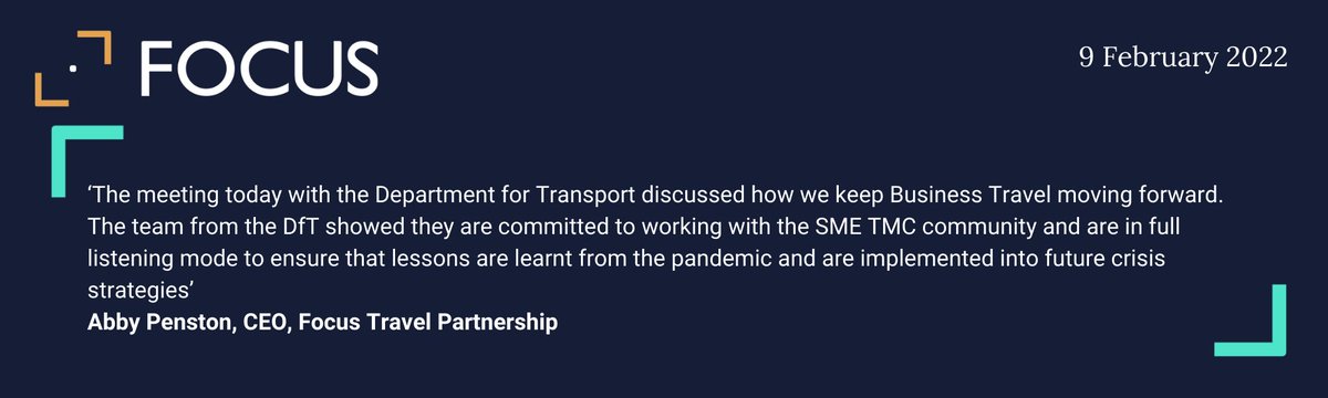 Today Focus CEO Abby Penston and Chairman Adrian Parkes met with the Department for Transport (DfT), United Kingdom along with Cilla Goldberger, Paul Cronjé and Clive Wratten to follow up on previous discussion around the business travel sector. Here is what Abby had to say 👇