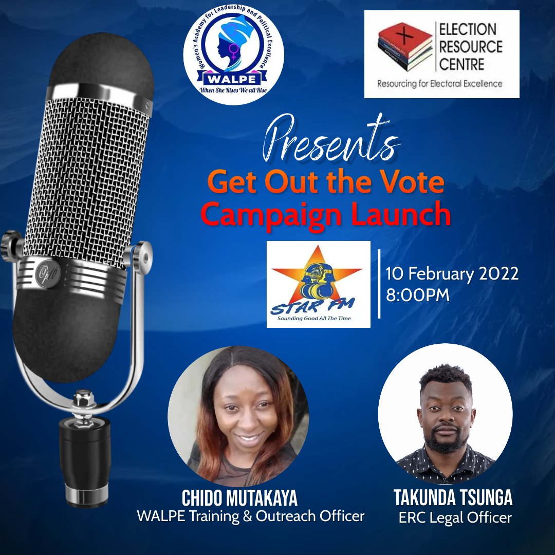 Women's Academy for Leadership (@walpeacademy) on Twitter photo Join the conversation tomorrow at 8pm on <a href="/StarfmZimbabwe/">Star FM</a> as <a href="/WalpeAcademy/">Women's Academy for Leadership</a> & <a href="/ercafrica/">ERC Africa</a> unpack the Get Out The Vote campaign launch in the run up to the #2023Elections #RegisterToVoteZW #ShowUp Join the conversation tomorrow at 8pm on <a href="/StarfmZimbabwe/">Star FM</a> as <a href="/WalpeAcademy/">Women's Academy for Leadership</a> & <a href="/ercafrica/">ERC Africa</a> unpack the Get Out The Vote campaign launch in the run up to the #2023Elections #RegisterToVoteZW #ShowUp