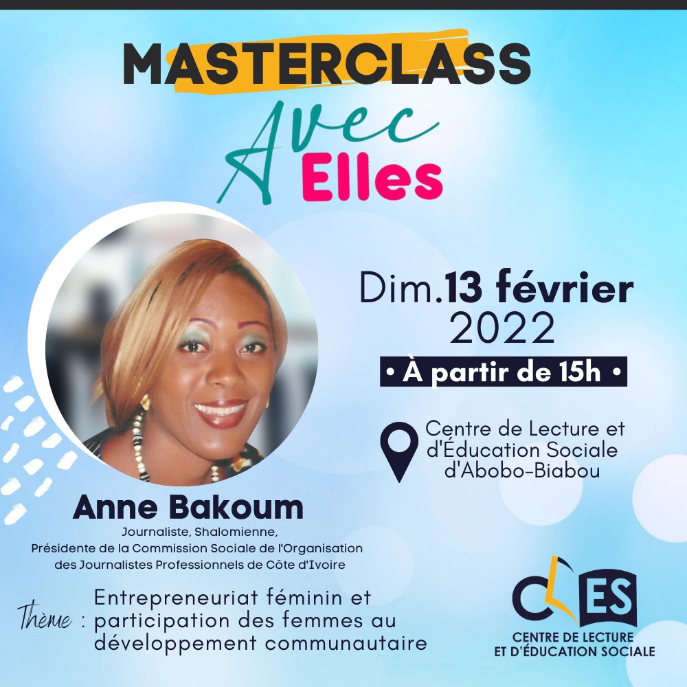 📌 MasterClass #AvecElles

Ce dimanche 13 février, les femmes de notre programme d’alphabétisation reçoivent Anne Bakoum, journaliste et présidente de la commission sociale de l'Organisation des Journalistes Professionnels de #CIV.

Vous êtes tou.t.e.s invité (e)s !