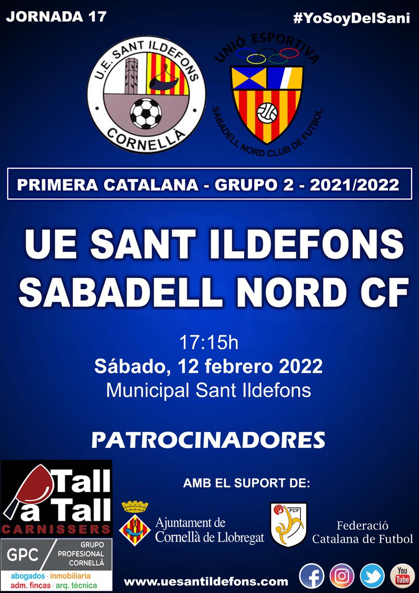 ⚽️ ¡Un nuevo reto para superar! 👊🏻

🔥 ¡Objetivo: <a href="/SabadellNord/">Sabadell Nord</a>! 🎯

👉🏻 P R E C I O S 👈🏻 

🔵 Carné de socio: Gratis 
🔵 Entrada: 5€ 

#SaniSabadellNord #1cat2
#YoSoyDelSani 💙